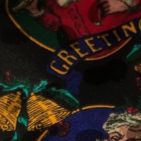 STUDIO 890 Santa Claus Christmas Xmas Men's Neck Tie Bells Holly Leaves Handmade - Picture 6 of 6